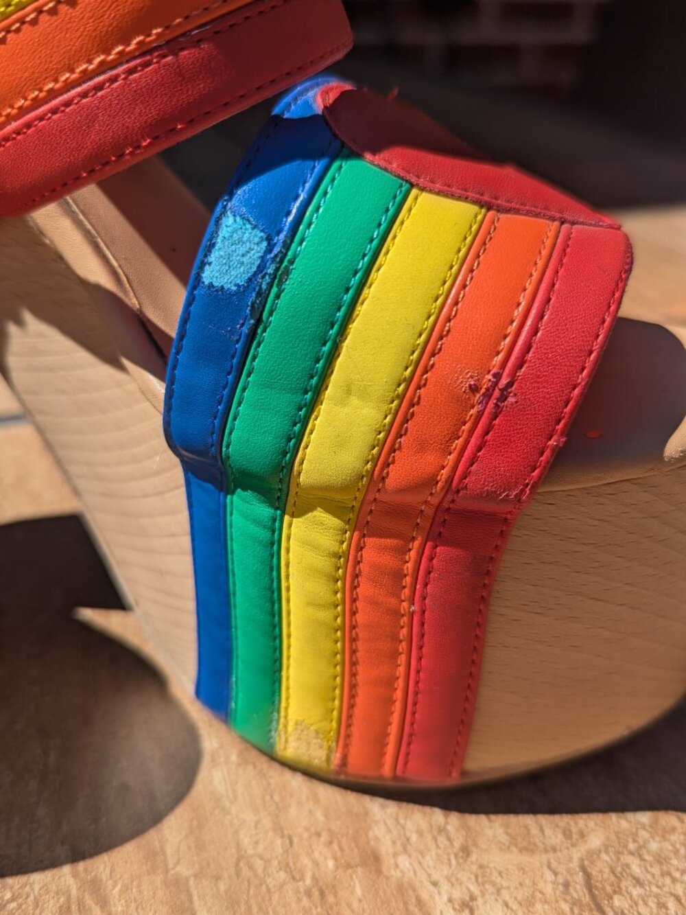Dolls Kill Rainbow Platform Sandals - Red, Orange, Yellow, Green, Blue, Purple - Picture 3 of 4